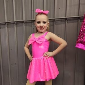 Barbie Pink pleather costume with matching hair piece and wristlets